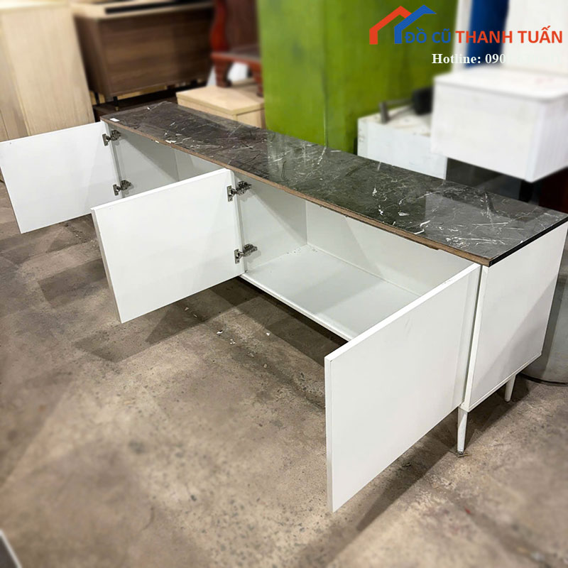 ke-tivi-cu-mau-trang-mat-van-da-2m3-3 Kệ Tivi Cũ Màu Trắng Mặt Vân Đá 2m3