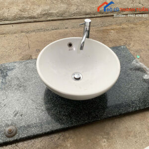 Lavabo Cũ Đặt Bàn Hình Tròn Màu Trắng Kèm Vòi Inox