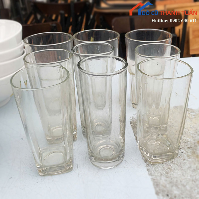 Ly Thủy Tinh Cũ Trong Suốt Dáng Cao Đáy Dày
