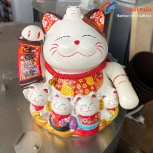 Mèo Thần Tài Phong Thủy Gốm Sứ Cũ