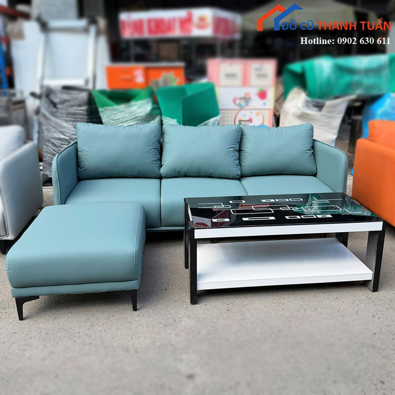 sofa-bang-boc-da-nhieu-mau-kem-don-va-ban-tra-moi-99 (3) Sofa Băng Bọc Da Nhiều Màu Kèm Đôn Và Bàn Trà Mới 99%