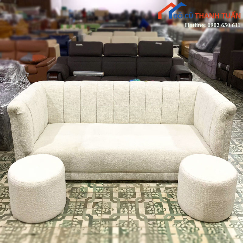 Sofa Băng Bọc Vải Mới 99% 1m9 Kèm 2 Đôn