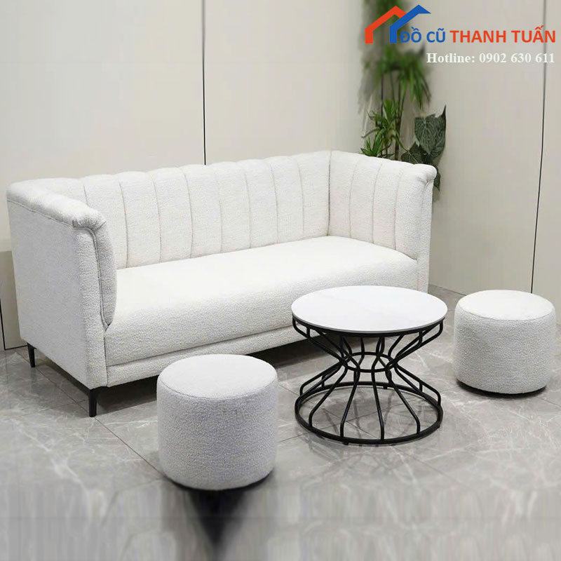 sofa-bang-boc-vai-moi-99-1m9-kem-2-don-4 Sofa Băng Bọc Vải Mới 99% 1m9 Kèm 2 Đôn