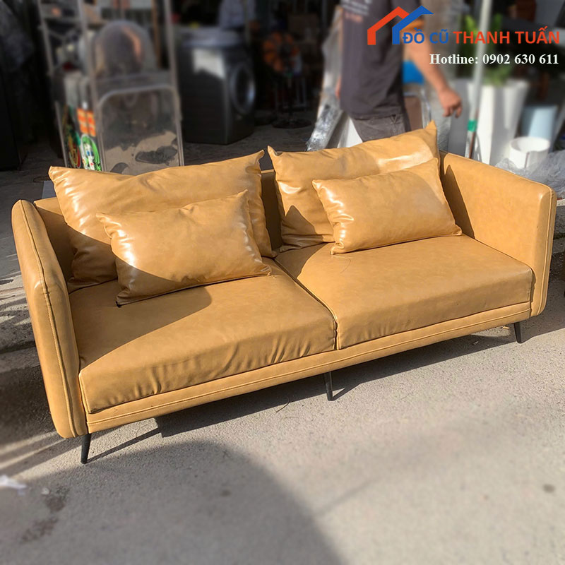 sofa-bang-cu-boc-da-mau-vang-bo-3 Thanh Lý Đồ Nội Thất Cũ - Chuyên Mua Bán Bàn Ghế Cũ Giá Tốt Nhất