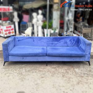 Sofa Băng Dài Bọc Vải Nhung Xanh Cũ