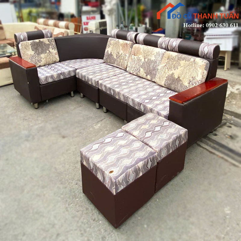 sofa-goc-chu-l-khung-go-boc-da-kem-don-moi-90-3 Sofa Góc Chữ L Khung Gỗ Bọc Da Kèm Đôn Mới 90%