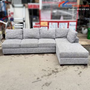 Sofa Góc L Bọc Nỉ Cũ Màu Xám Êm Ái