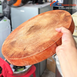 Thớt Gỗ Cũ Hình Tròn Màu Nâu Đỏ Bản Dày