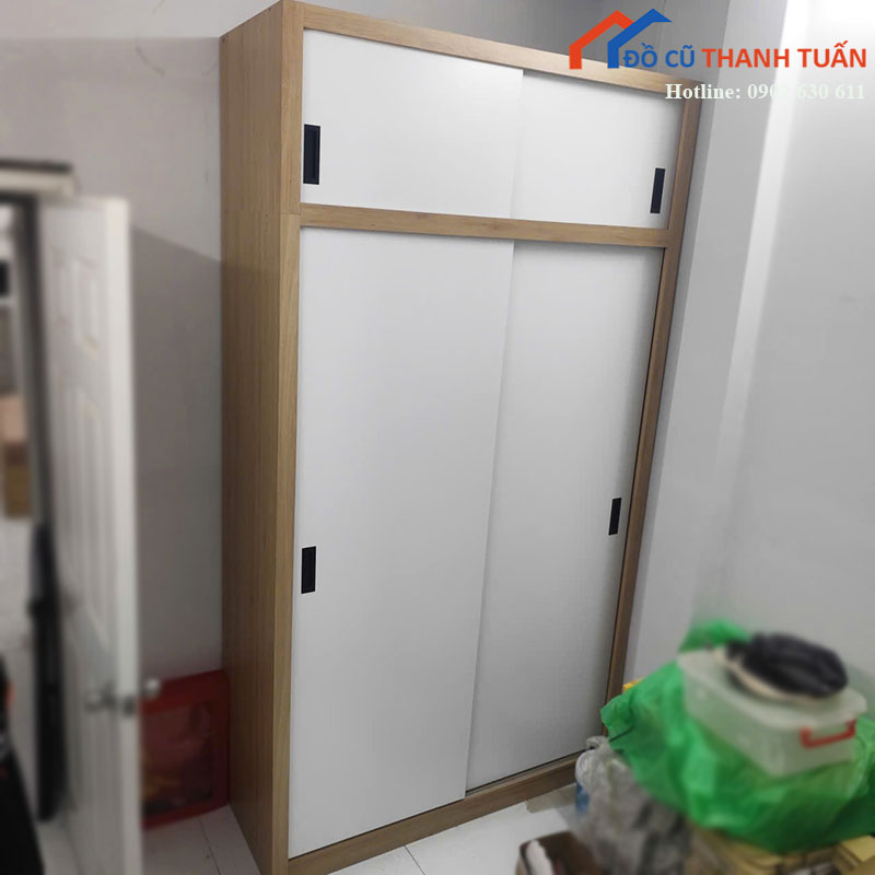 tu-ao-canh-lua-co-thuong-go-cong-nghiep-cu-90-2 Tủ Áo Cánh Lùa Có Thượng Gỗ Công Nghiệp Cũ 90%
