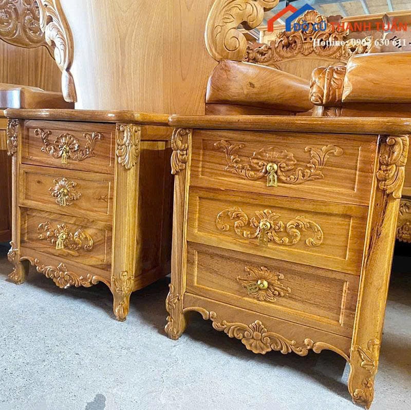tu-dau-giuong-go-moi-99-co-3-ngan-keo-cham-hoa-van-2-2 Tủ Đầu Giường Gỗ Mới 99% Có 3 Ngăn Kéo Chạm Hoa Văn