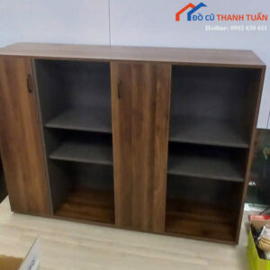 Tủ Hồ Sơ Cũ Gỗ Công Nghiệp Màu Nâu Có 2 Cánh Mở