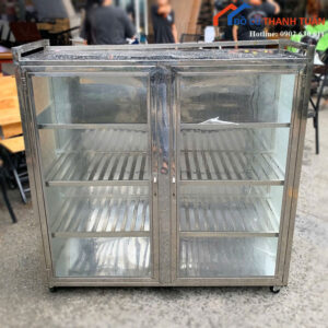 Tủ Inox Cũ 1m2 Có 2 Cánh Kính Và Kệ Đựng Đồ
