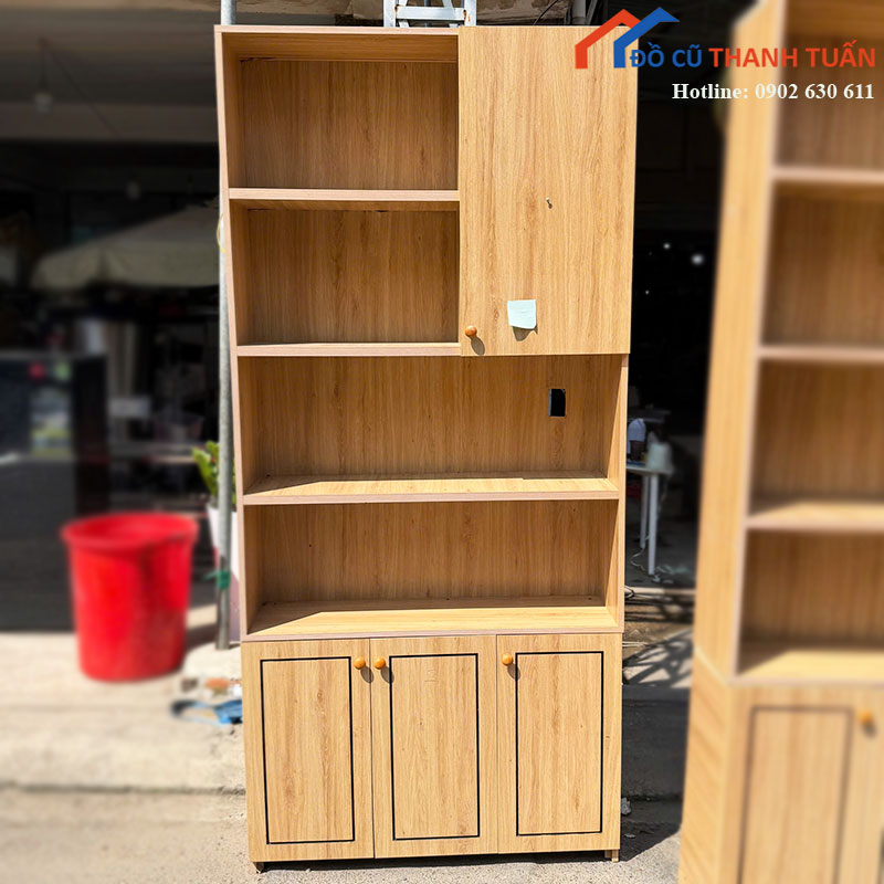 Tủ Kệ Sách Đứng Cũ 1m Có Cánh Tủ Phụ