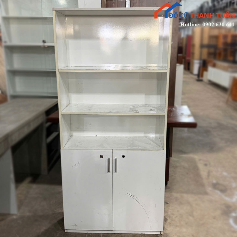 Tủ Kệ Sách Đứng Cũ Màu Trắng 3 Tầng Hở