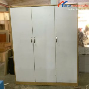 Tủ Quần Áo 3 Cánh Cũ 1m6 Trắng Vàng