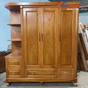 Tủ Quần Áo 3 Cánh Kèm Kệ Trang Trí Gỗ Mới 99%