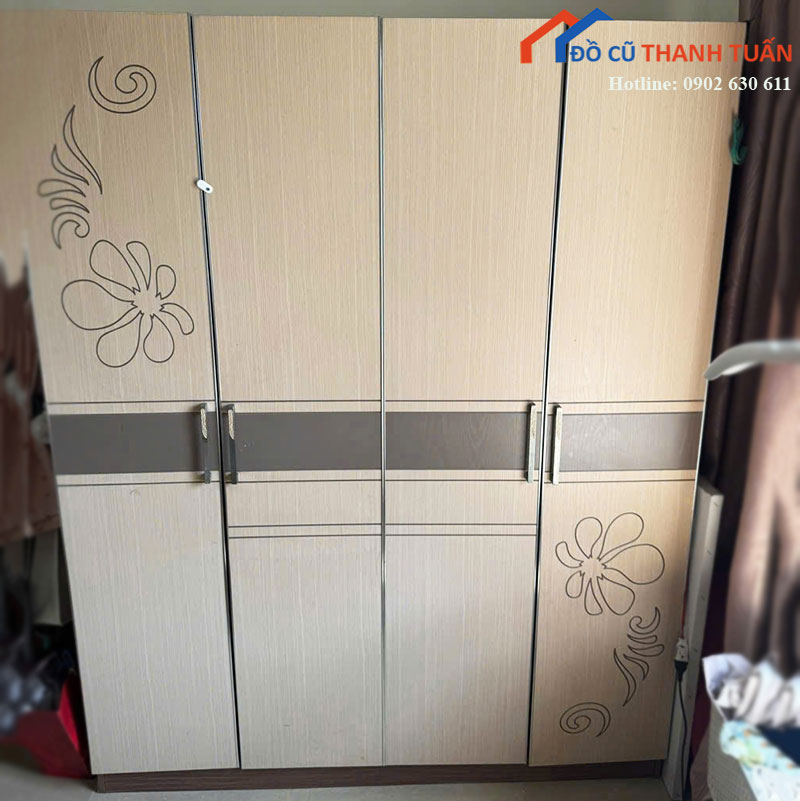 tu-quan-ao-4-canh-cu-go-cong-nghiep-2 Tủ Quần Áo 4 Cánh Cũ Gỗ Công Nghiệp