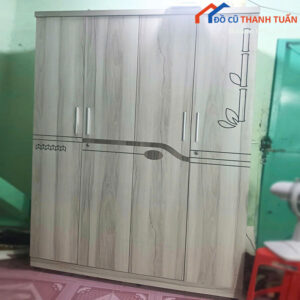 Tủ Quần Áo Cũ 1m6 Gỗ Công Nghiệp Màu Xám Vân Gỗ