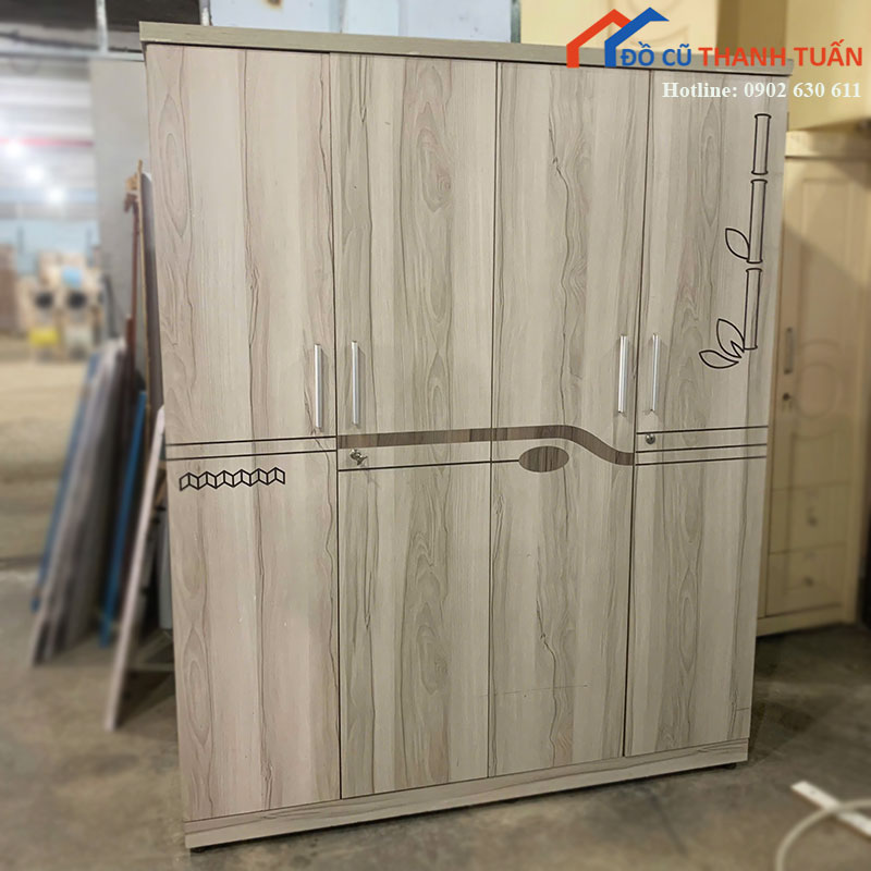 Tủ Quần Áo Cũ 1m6 Gỗ Công Nghiệp Màu Xám Vân Gỗ
