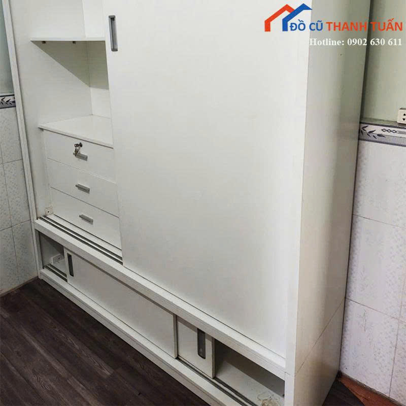 tu-quan-ao-cu-1m8-cua-lua-co-ngan-keo-1 Tủ Quần Áo Cũ 1m8 Cửa Lùa Có Ngăn Kéo