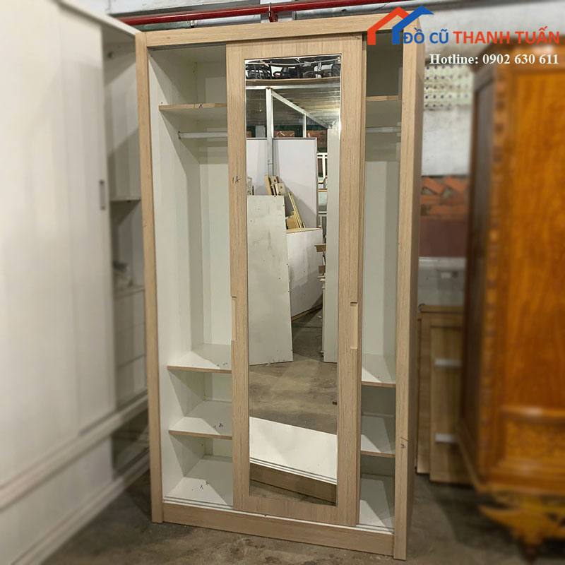 tu-quan-ao-cu-2-canh-lua-co-guong-1m2-2 Tủ Quần Áo Cũ 2 Cánh Lùa Có Gương 1m2