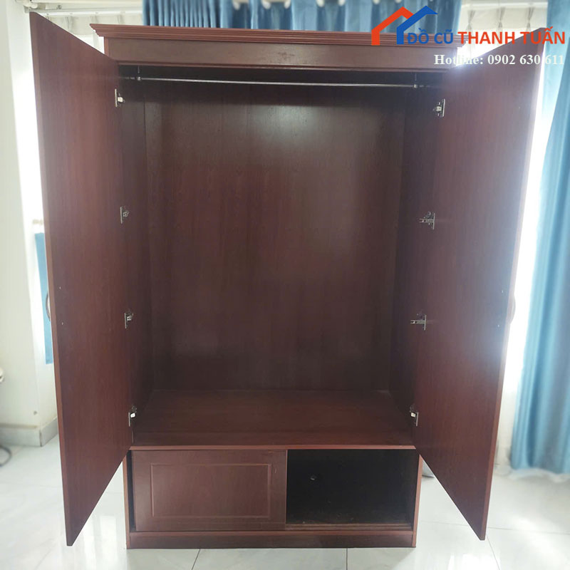 tu-quan-ao-cu-2-canh-mau-nau-do-1m2-3 Tủ Quần Áo Cũ 2 Cánh Màu Nâu Đỏ 1m2
