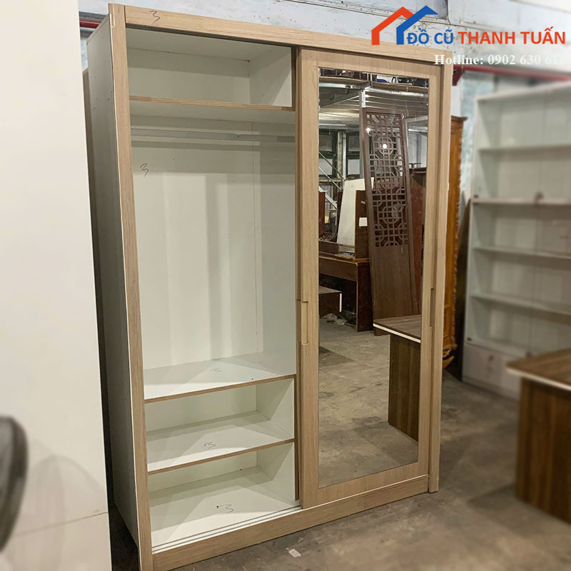 tu-quan-ao-cu-cua-lua-co-guong-1m6-1 Tủ Quần Áo Cũ Cửa Lùa Có Gương 1m6