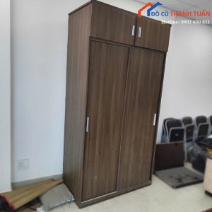 Tủ Quần Áo Cửa Lùa 1m23 Kịch Trần Vân Gỗ Cũ
