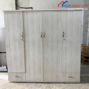 Tủ Quần Áo Gỗ Công Nghiệp 4 Cánh Kèm Hộc Cũ