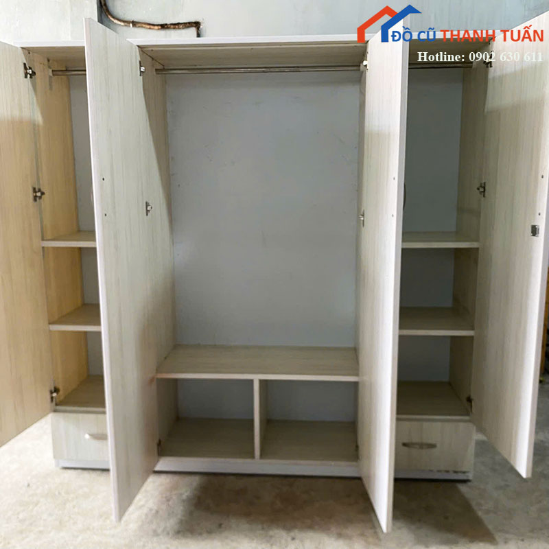 tu-quan-ao-go-cong-nghiep-4-canh-kem-hoc-cu-3 Tủ Quần Áo Gỗ Công Nghiệp 4 Cánh Kèm Hộc Cũ