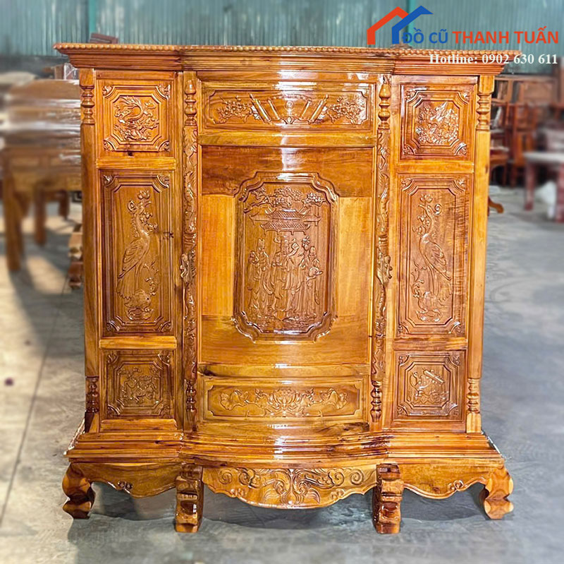 Tủ Thờ Gỗ Tràm Mới 99% Chạm Khắc Hoa Văn Truyền Thống