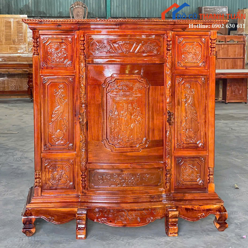 tu-tho-go-tram-moi-99-cham-khac-hoa-van-truyen-thong-2 Tủ Thờ Gỗ Tràm Mới 99% Chạm Khắc Hoa Văn Truyền Thống